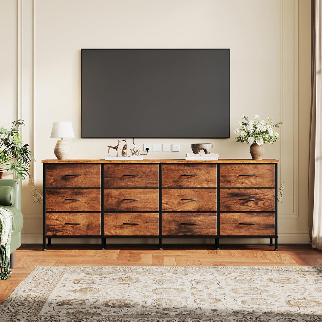 TV Stand with 12 Drawers, Storage Cabinet Media Console