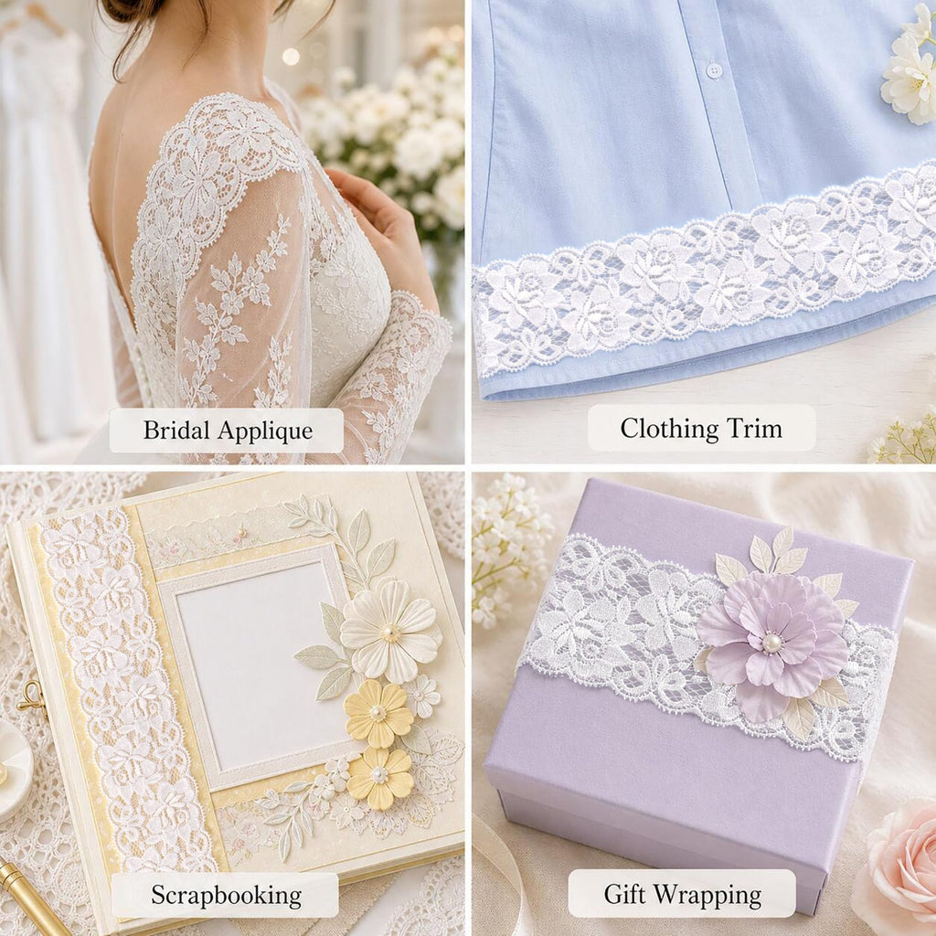 White Lace Trim Ribbon: 10 Yards 2.36 Inch Wide Lace Ribbon for Sewing - Floral Lace Trim for Crafts - Bridal Wedding