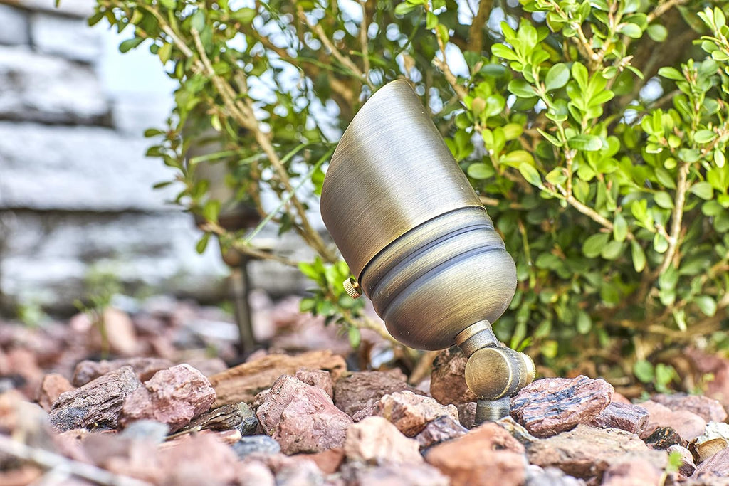 Fat Boy 12V Brass Outdoor Spotlight (Bronze) with 5W 2700K Warm White 400 Lumen MR16 LED Bulb for Low Voltage