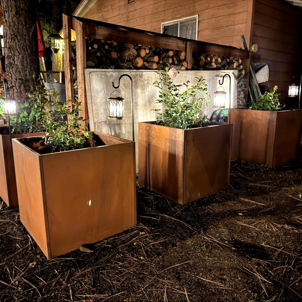 Corten Steel Planter Box 26 Inch, Metal Square Planters
