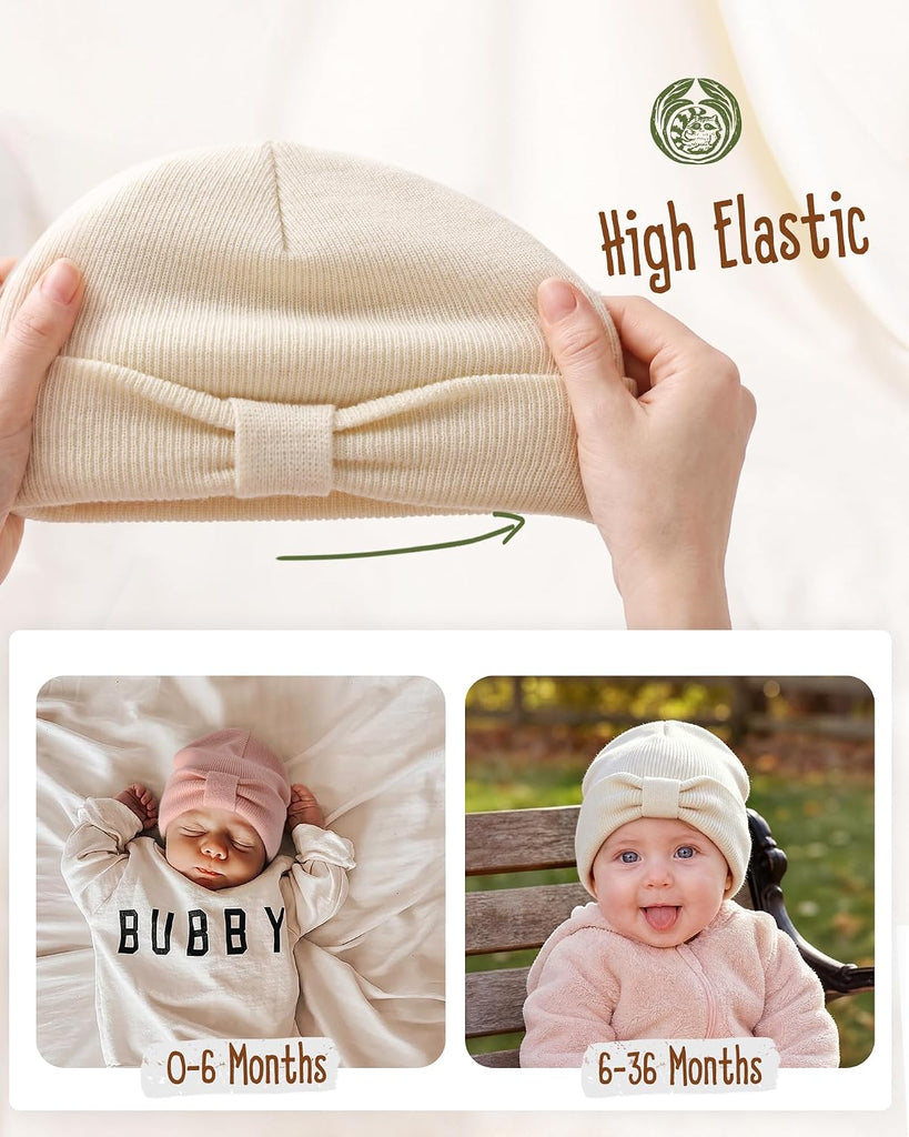 Baby Beanie Winter Hat Knitted Warm Hat with Cute Bow Infant Toddler Cuffed Beanies