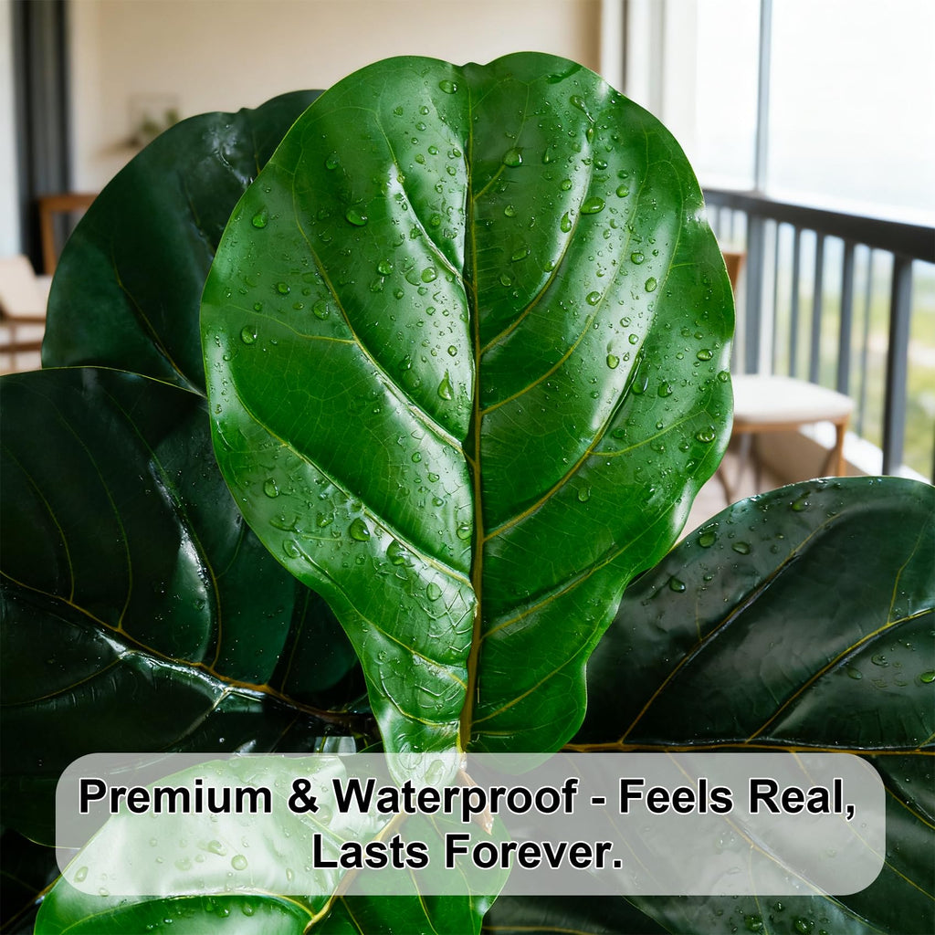 Artificial Fiddle Leaf Fig Tree 7ft with White Planter Realistic Fiddle Leaf Lyrata Plant Tall Fake Tree with