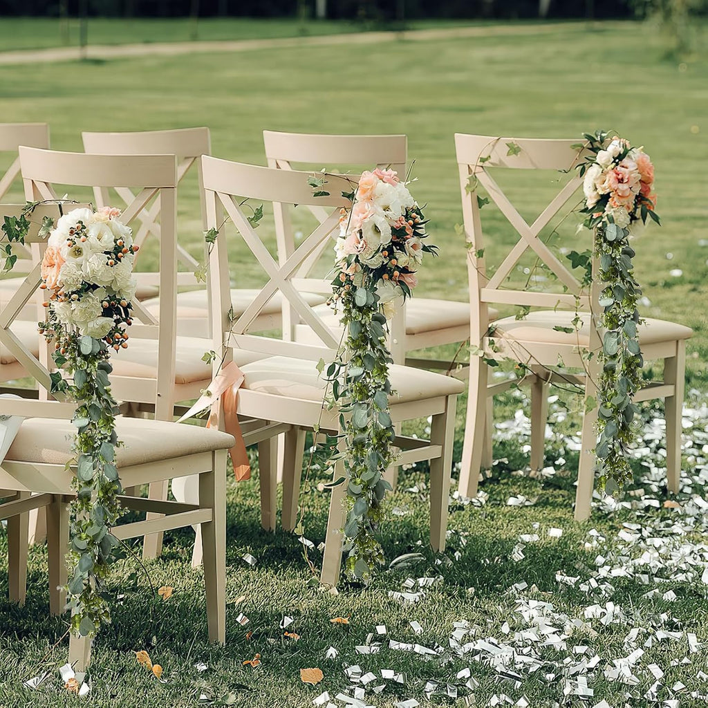 Eucalyptus Garland,Artificial Eucalyptus Leaves Table Greenery Garland Wreath Vines for Wedding Party Table - Set of 6