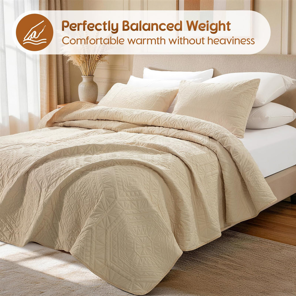 100% Cotton Paisley Quilt Set King Size, Cozy Lightweight
