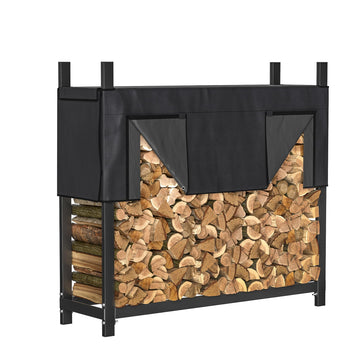 4ft Heavy Duty Firewood Rack with Waterproof Cover