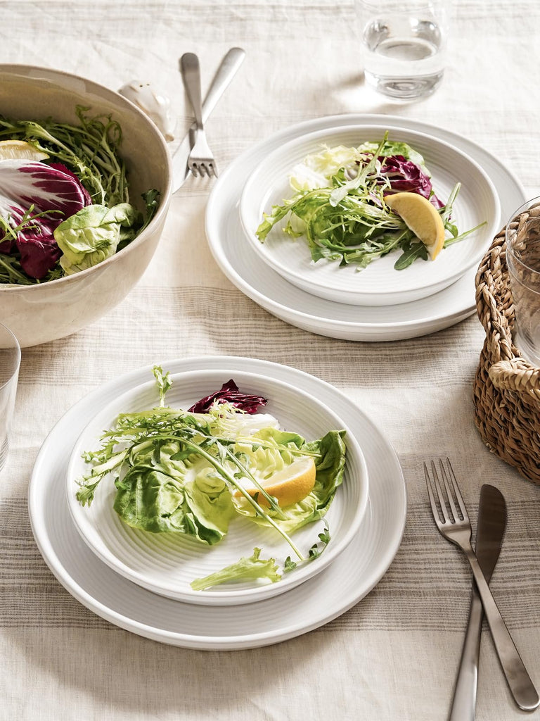 Ceramic Dinnerware Set for 4, 12-Piece Plates and Bowls, White