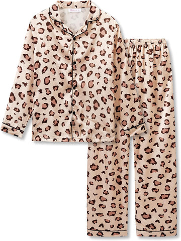 Girls Pajama Set, Coat Style Button Front
