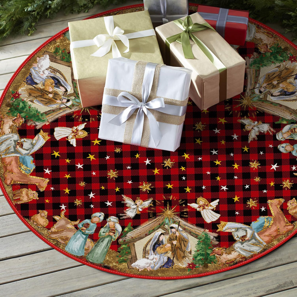 Buffalo Plaid Christmas Tree Skirt 48 Inch