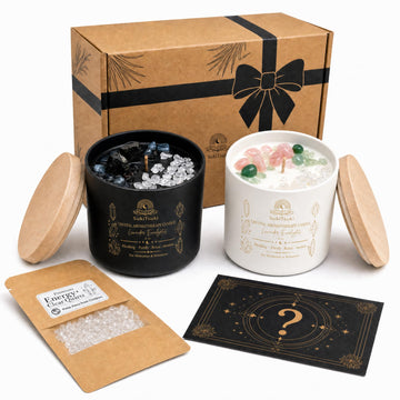 Crystal Scented Candles Set, 2-Pack Soy Wax Tin Candles, Lavender & Eucalyptus Fragrance, Crystal Gift Set with