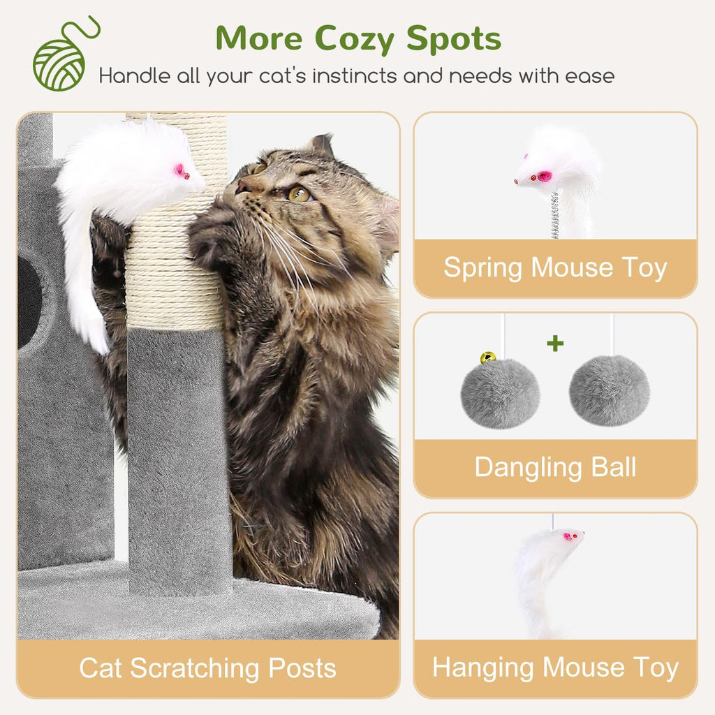 Cat Tree Tower for Indoor Cats, 50-inch Adult Cat Tree House for Large Adult Cats with Steps, Scratching Post