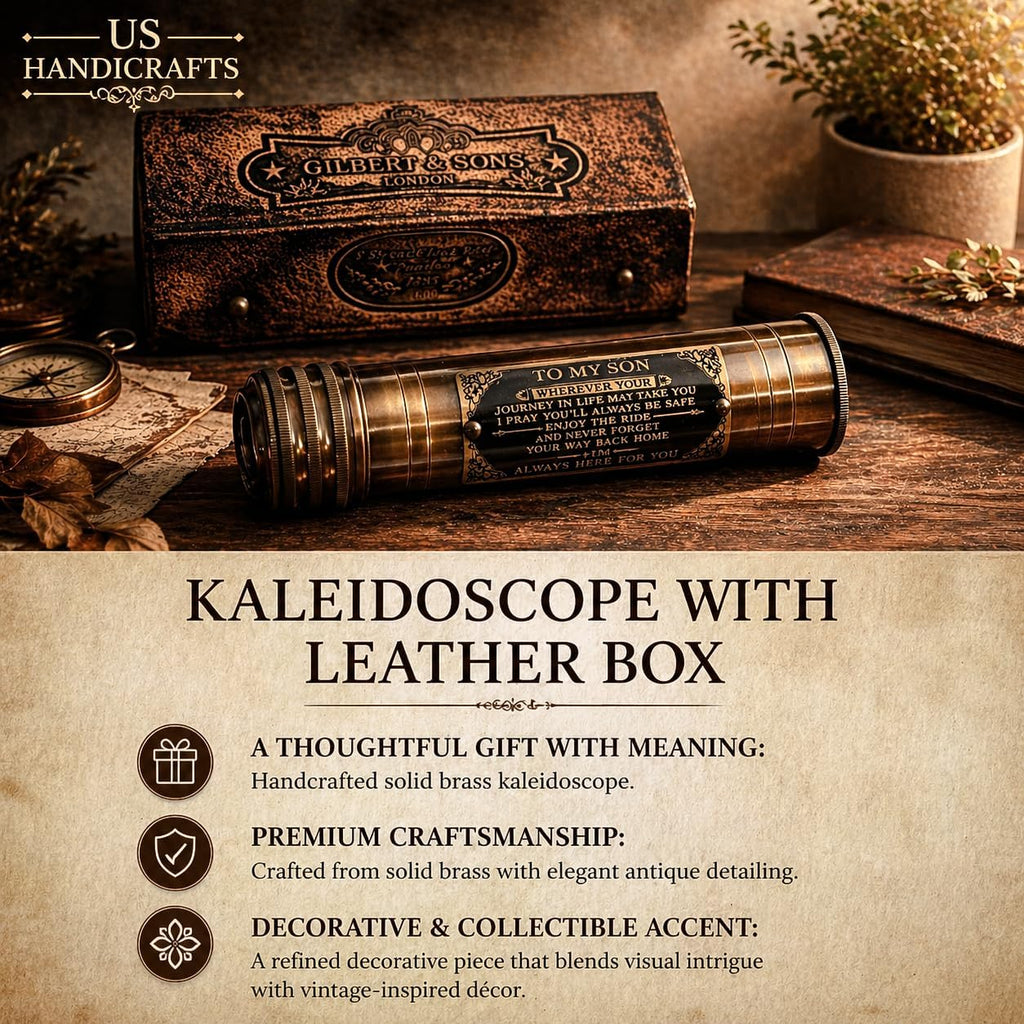 Handcrafted Brass Kaleidoscope - Vintage Nautical Collectible Gift for Adults & Collectors - Sentimental Keepsake