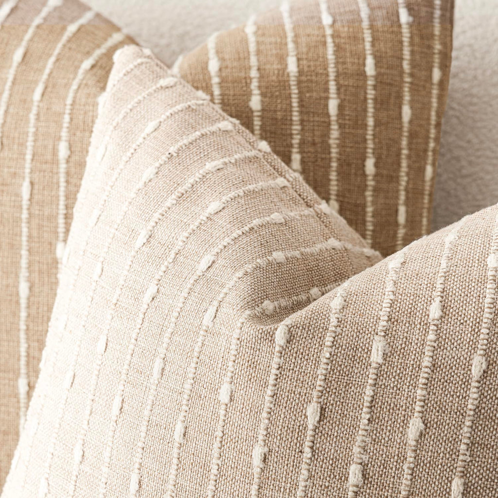 Decorative Striped Boucle Throw Pillow Cover 20x20 Natural Beige