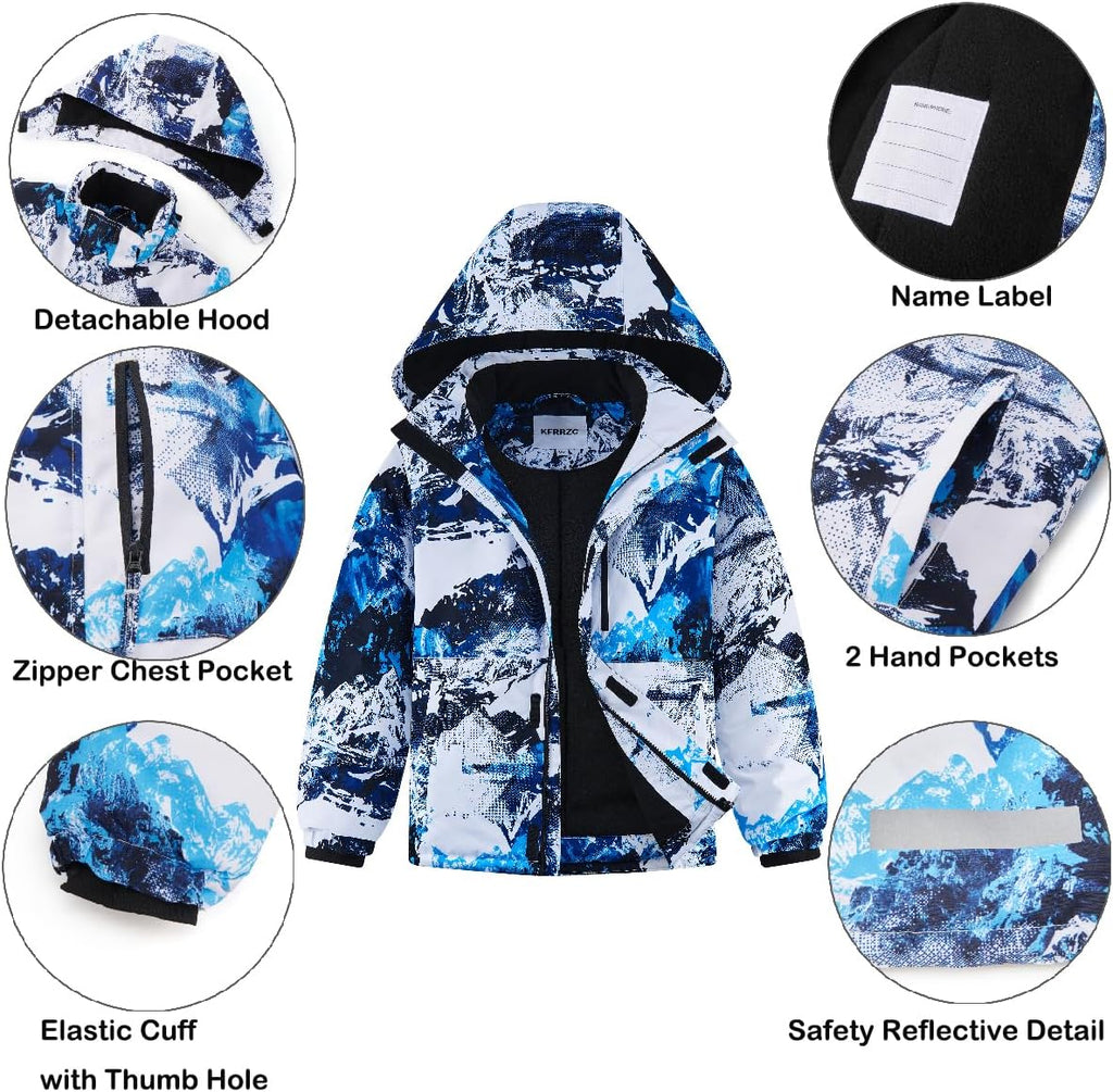 Boys Waterproof Ski Snow Jacket Kids Winter Jacket Warm Snow Coat