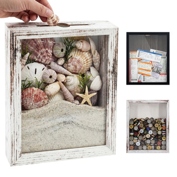 8x10 Top Loading Shadow Box Frame with HD Glass, Wood Display Case with Slot, 1.25 inches Interior Depth, Ideal for Wine