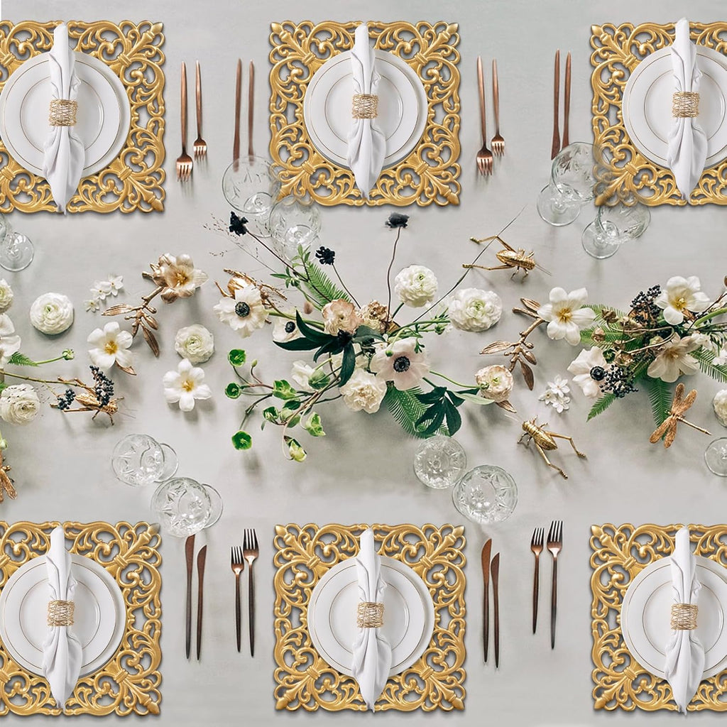 12" Gold Charger Plates, Mirror Chargers for Dinner Plates - Set of 6