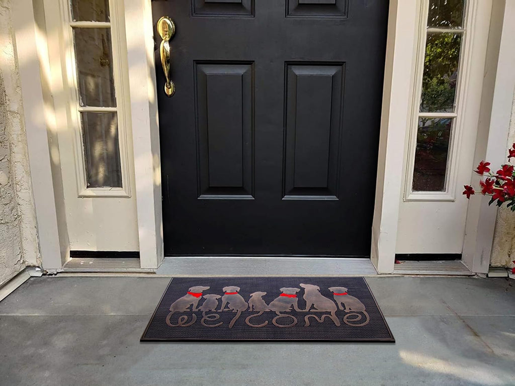 A1HC Rubber Welcome Doormat for Outdoor Indoor Entrance, Non-Slip Backing Front Door Mat for High Traffic Area Use