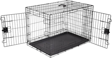 Portable, Easy to Assemble, Foldable Metal Wire Dog Crate with Removable Tray, Double Door, Divider Panel, Handle