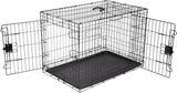 Portable, Easy to Assemble, Foldable Metal Wire Dog Crate with Removable Tray, Double Door, Divider Panel, Handle