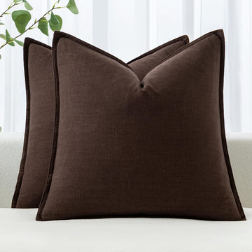 Decorative Linen Euro Sham Pillow Covers 26x26 Dark Brown