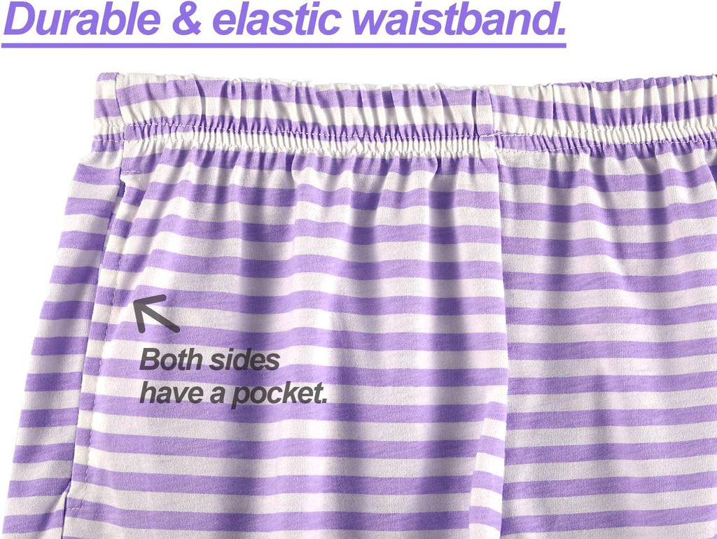 Girls Soft Striped Summer Tank Top & Shorts Pajama Set