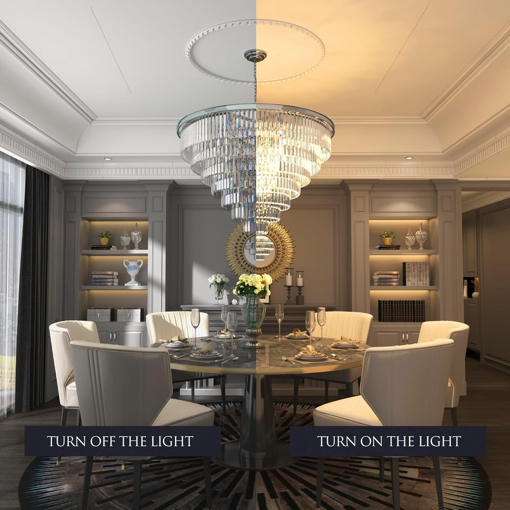 Inspired Odeon Style 24-Light Chrome Crystal 7-Tier Modern Chandelier W39.4" - A107-B07G419G5Z