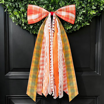 Fall Decor - Large Autumn Harvest Wreath Bow for Front Door - 2 pack - Set of 2