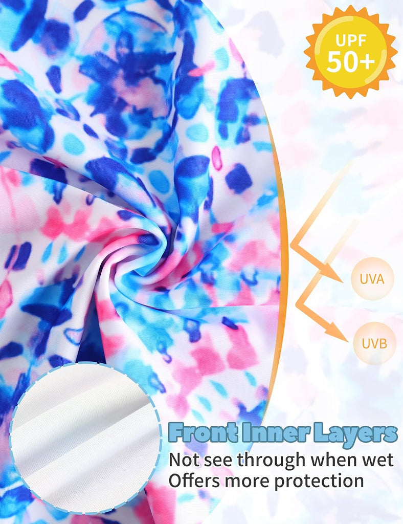 Girls Swimsuit Long Sleeve Rash Guard Sets UPF 50+ Two Piece Bathing Suits