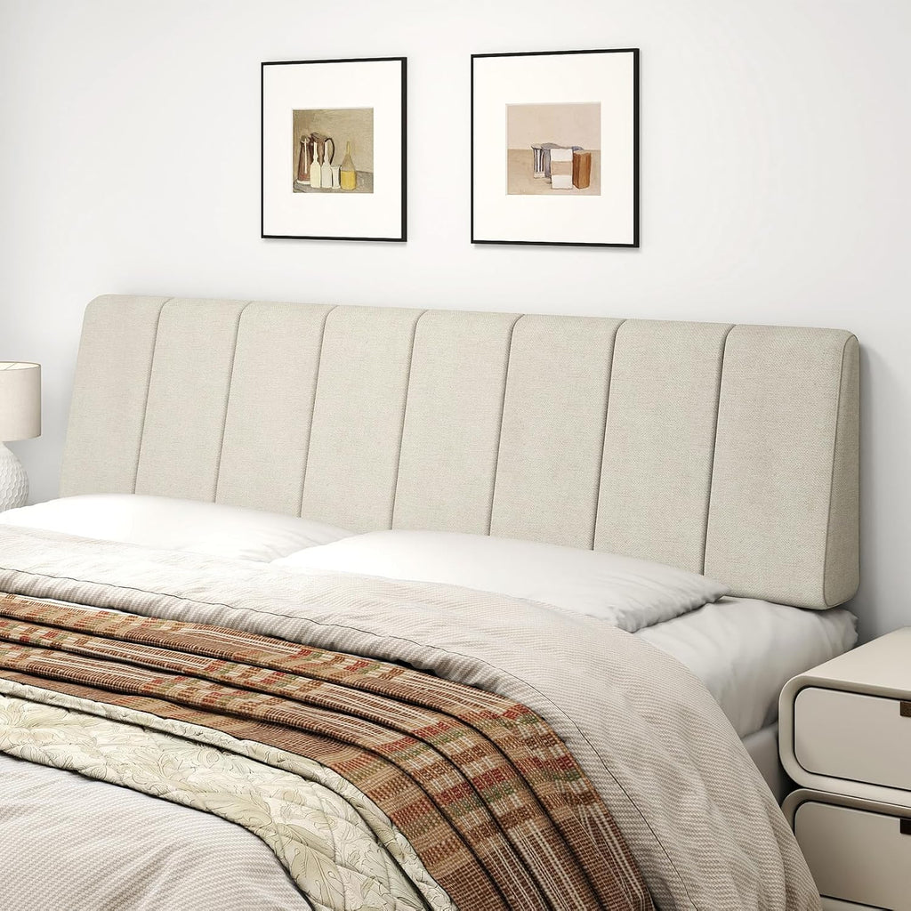 King Headboard Only-No Assembly, Upholstered Headboard King Linen Fabric Modern Style Headboards Extra-Thick, Beige