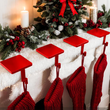 Christmas Stocking Holders for Mantle Set of 4 Heavy-Duty Cast Iron Xmas Stocking Hangers Hooks for Mantel with
