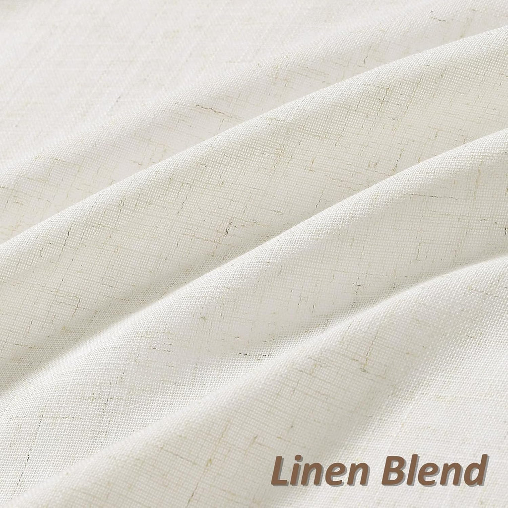 Extra Long Linen Curtains 130 Inch Rod Pocket Ivory Cream 2 Panels