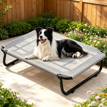 Outdoor Elevated Dog Cot, Breathable Cooling Elevated Cot Hammock Pet Bed for Dogs, Washable Mesh Cover, Installation
