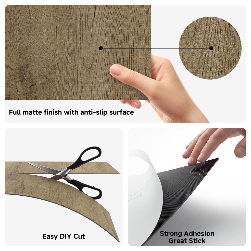 Peel and Stick Floor Tile, 30 Sq.Ft, Strong Adhesion