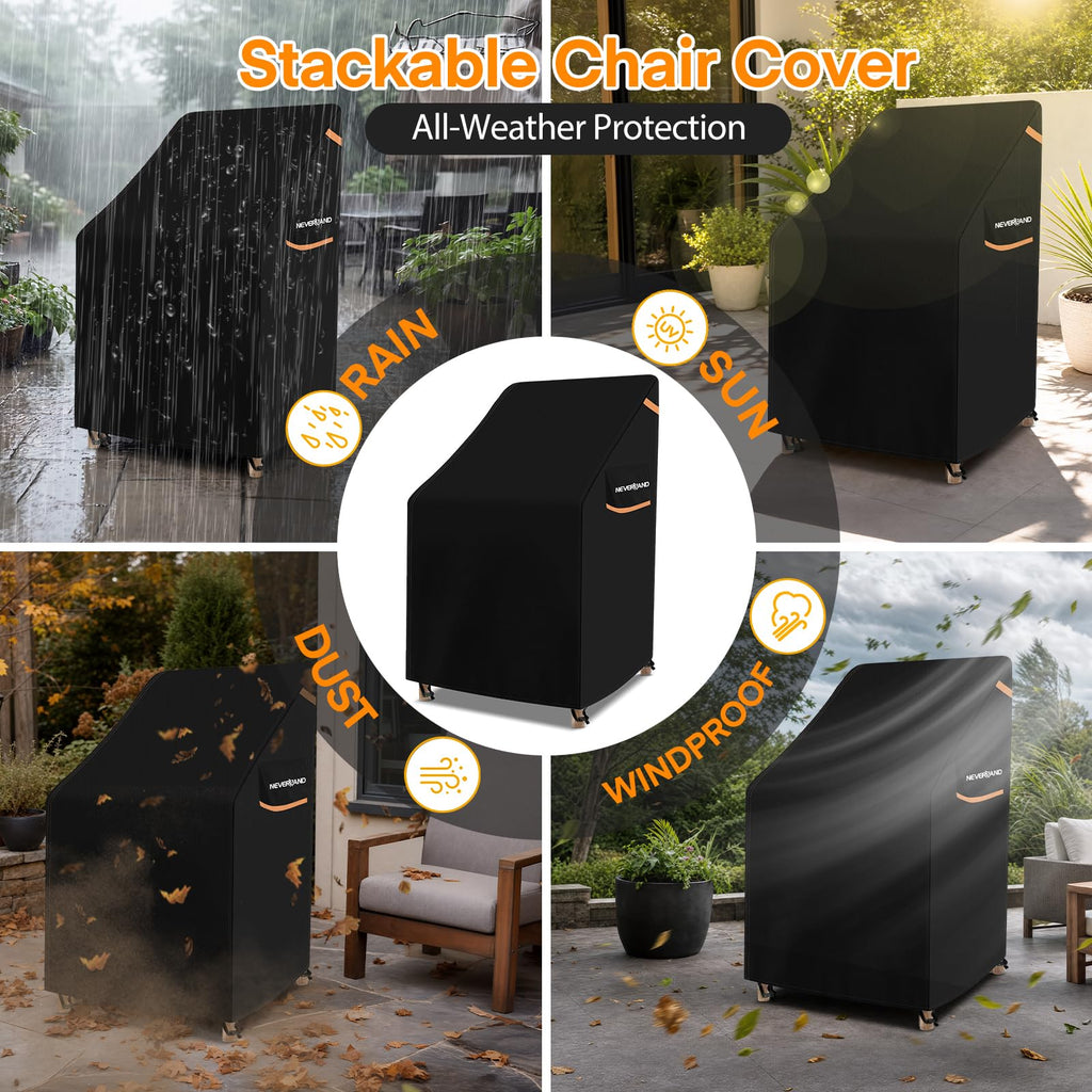 Waterproof Stackable Patio Chair Cover for 4-6 Chairs 27x27x49 in