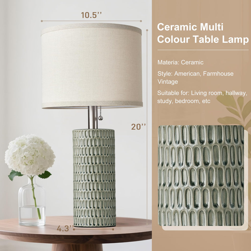 20.5"Modern Ceramic Table Lamps Set of 2, Green