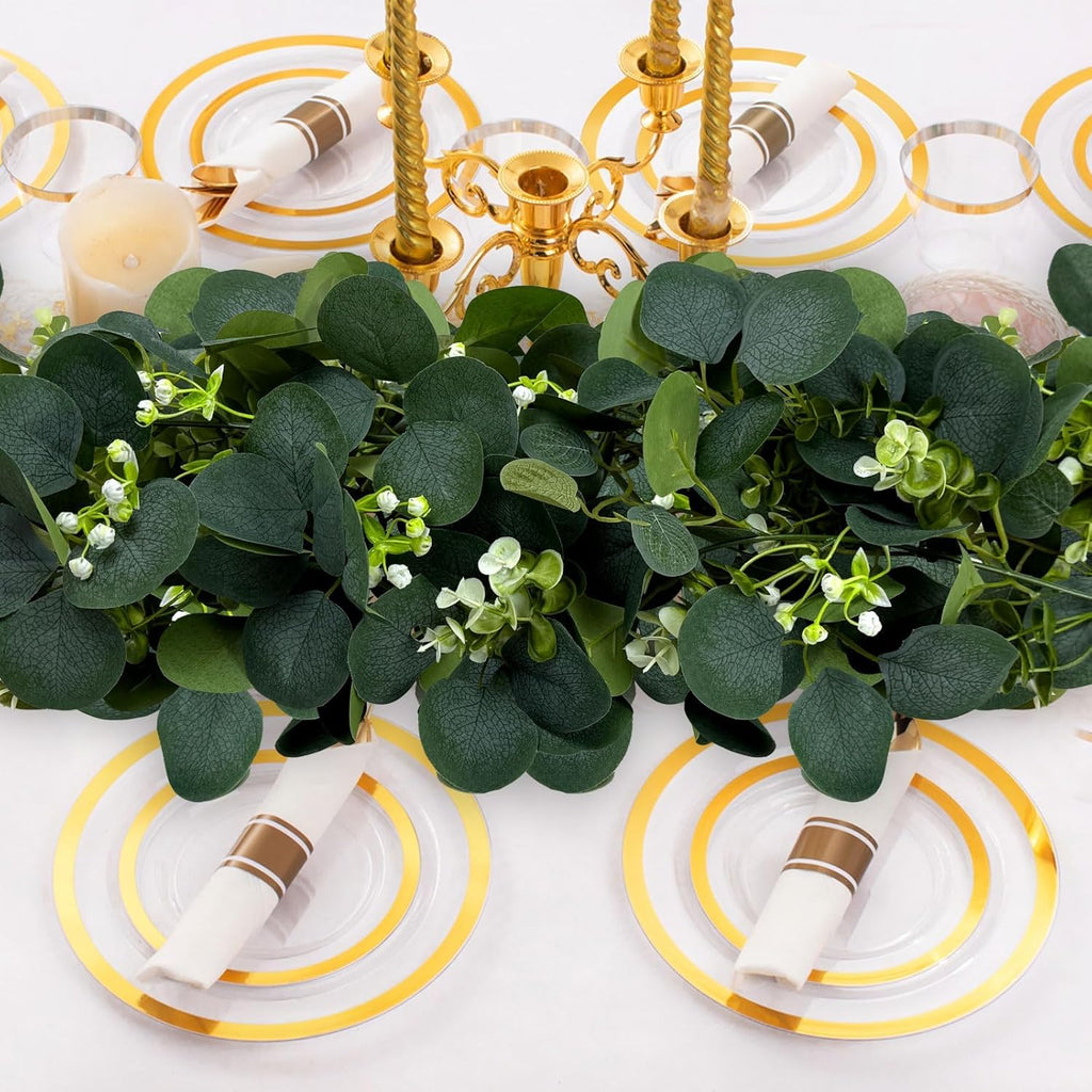 Eucalyptus Garland, 6FT Green Flower Garland Decor, Spring Summer Artificial Faux Eucalyptus Leaves Greenery - Set of 4