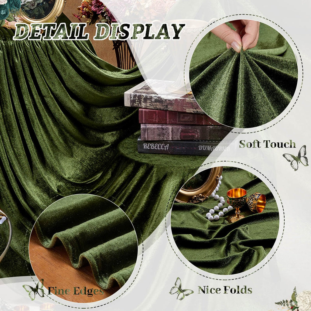 Olive Green Velvet Tablecloth 60"x102" Lush Panne Rectangular Table Cloth
