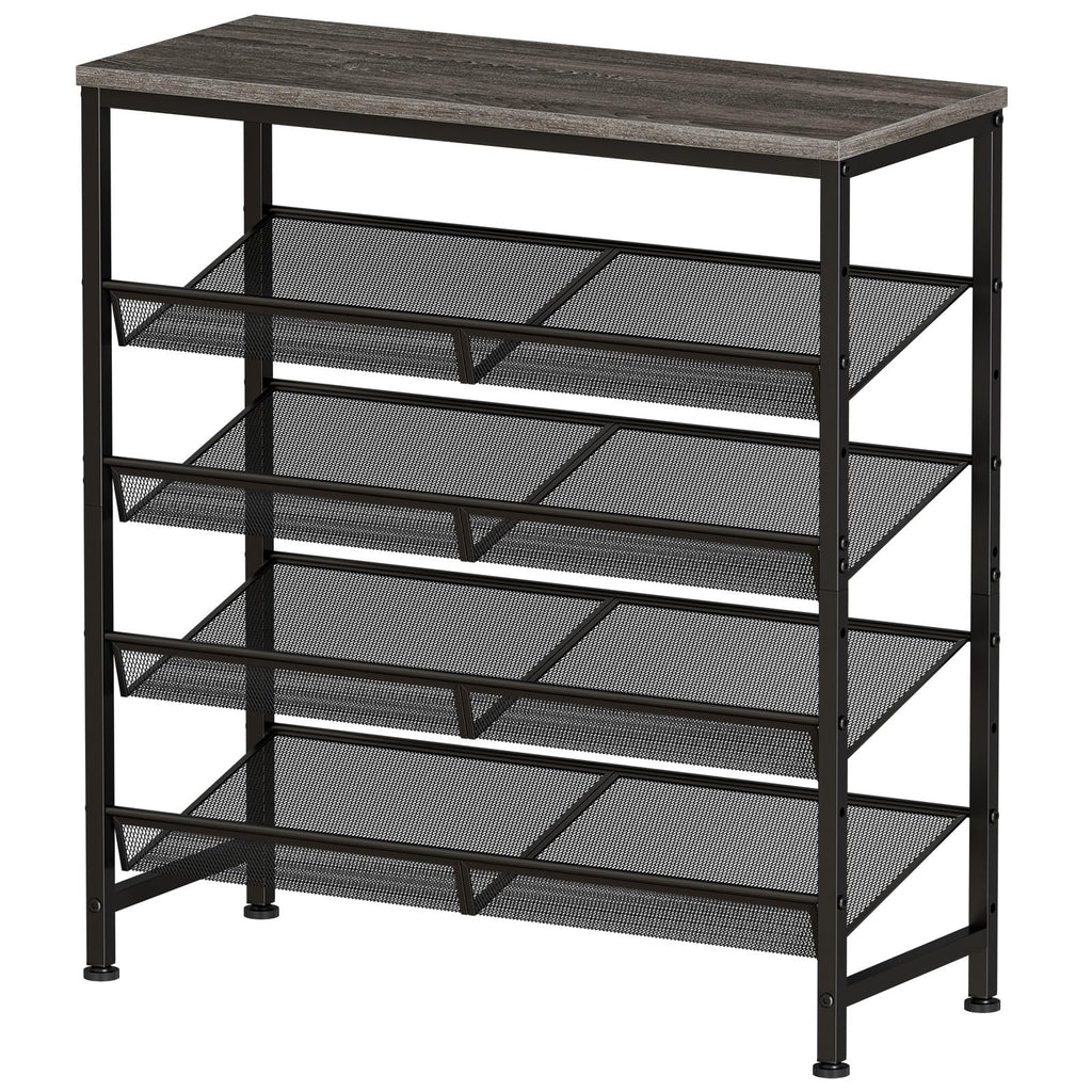 5 Tiers Shoe Rack, Metal, Adjustable, 29.5" W, Gray