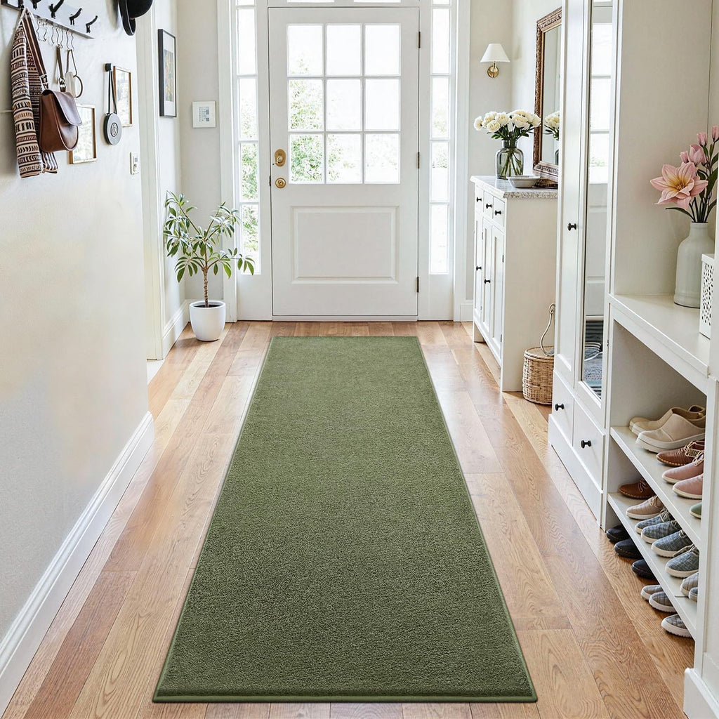 Soft Runner Rug, Washable and Non-Slip, Green