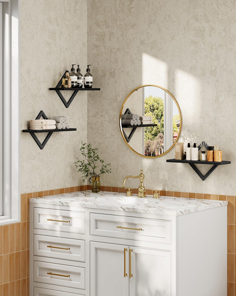 Floating Shelves for Wall, Set of 3, Black