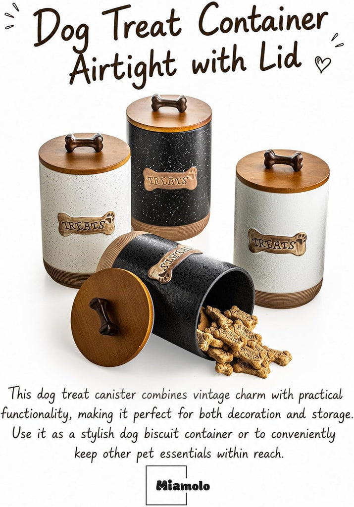 Dog Treat Container, Dog Treat Jar for Countertop Airtight Seal Lid
