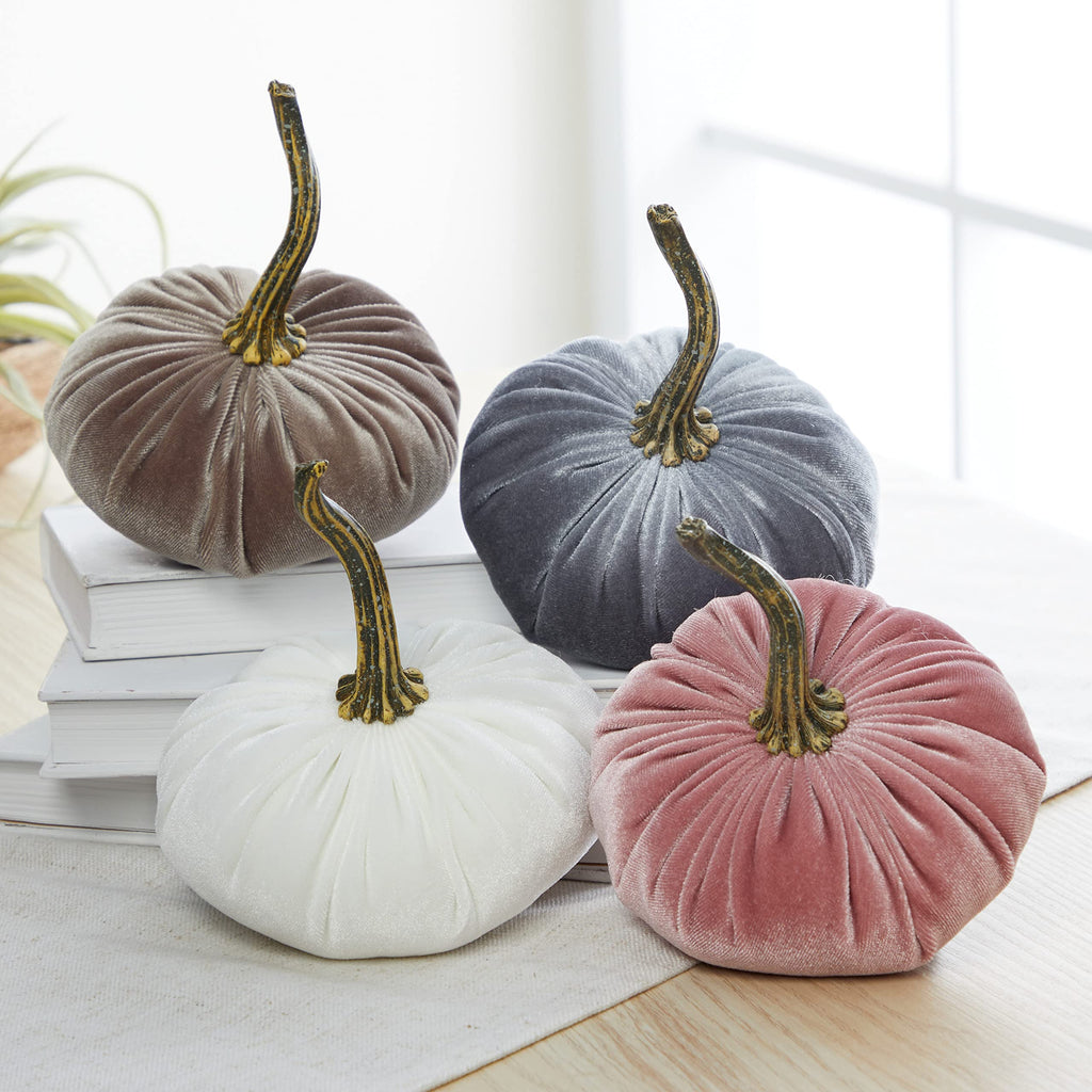 Set of 4 Velvet Pumpkin (Sm Gray Taupe Ivory Blush)