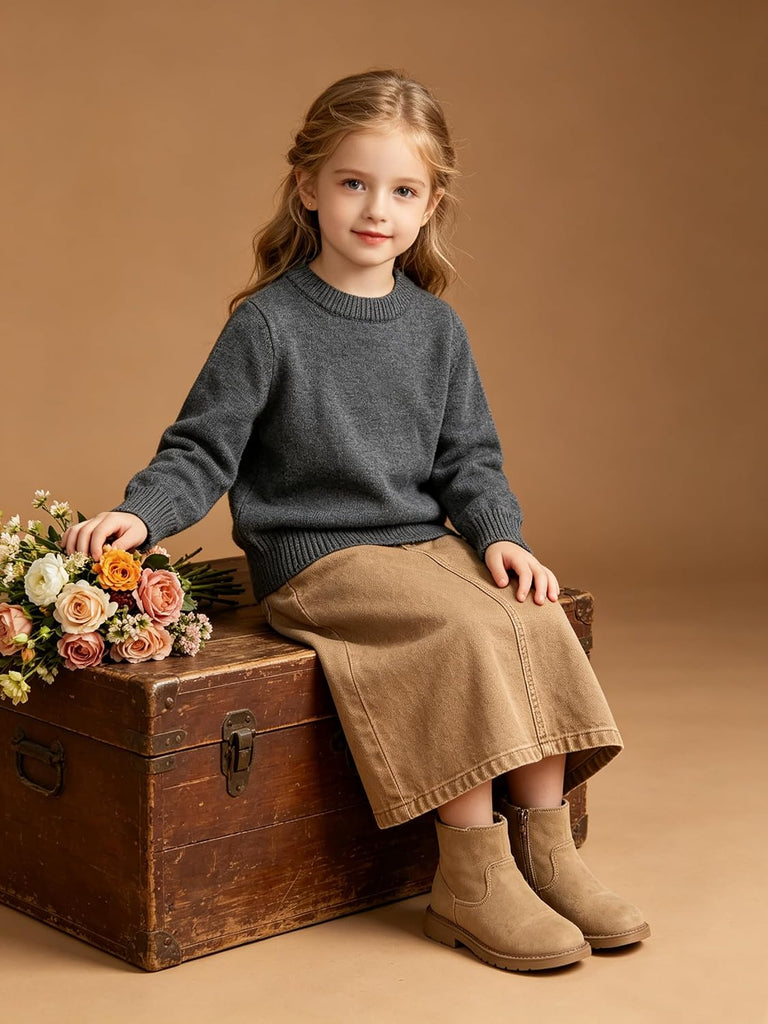 Toddler Sweater Boys Girls Cotton Knit Pullover Solid Top