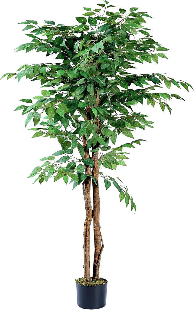 Artificial Ficus Tree with Sturdy Nursery Pot, 5FT Faux Silk Plant Outdoor Home Garden Decor, 1 Pack