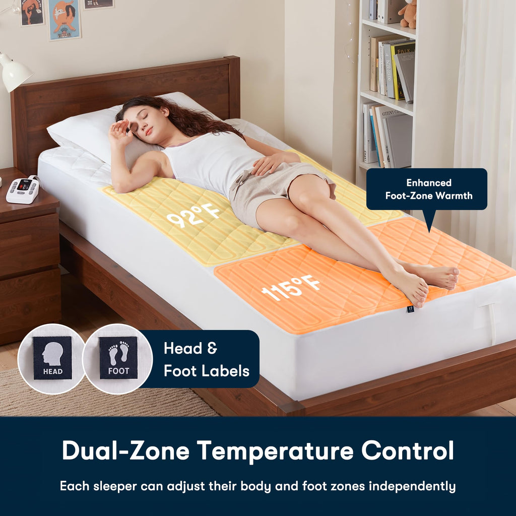 Multi-Zone Heated Mattress Pad Dual Zone Body & Foot Twin XL