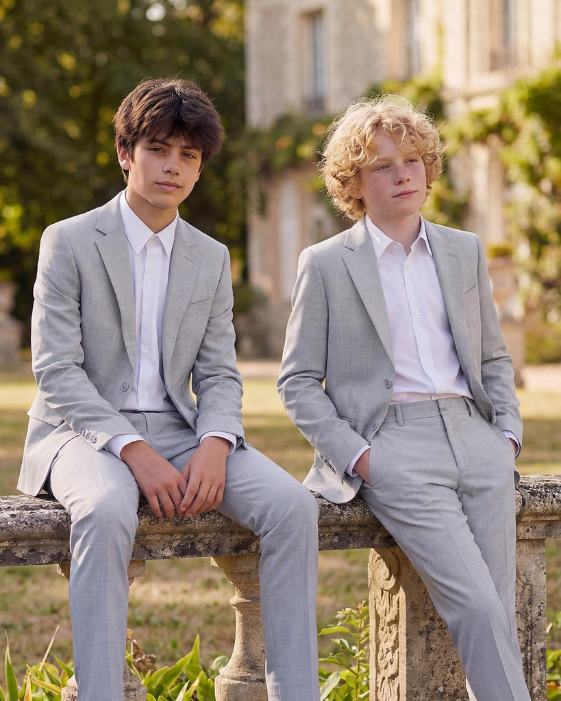 Boys' Slim Fit Suit 3 Pieces:Jacket, Pants, Shirt,Summer Suit Set for Teens Boys Wedding Beach