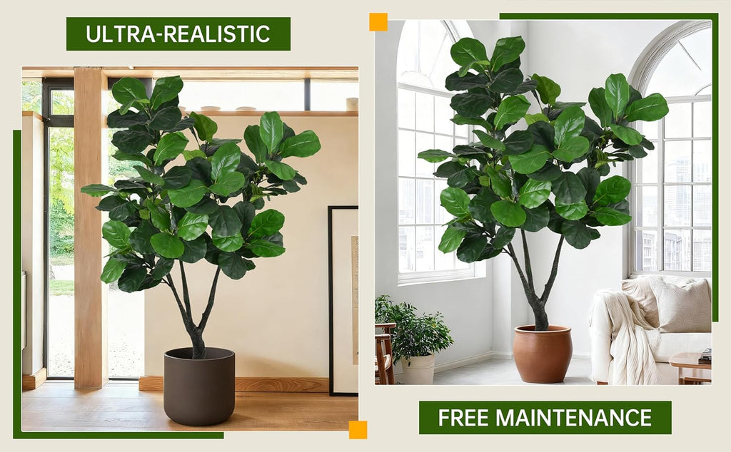 Artificial Fiddle Leaf Fig Tree 7FT with Thick 110 Leaves Lifelike