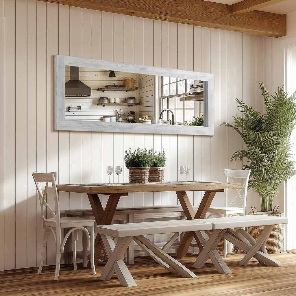 Rustic Farmhouse Full Length Mirror, 64"x21" Wood Floor Mirror
