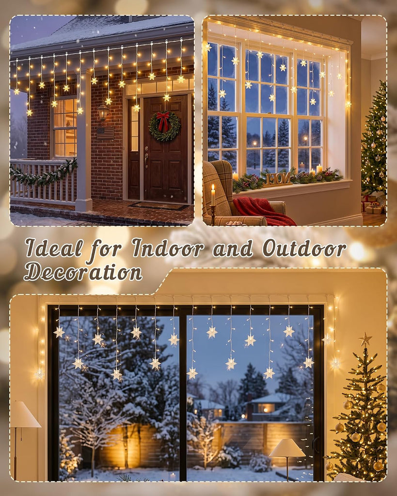 8.2FT 80 Count Warm White Christmas Snowflake Icicle Fairy Lights