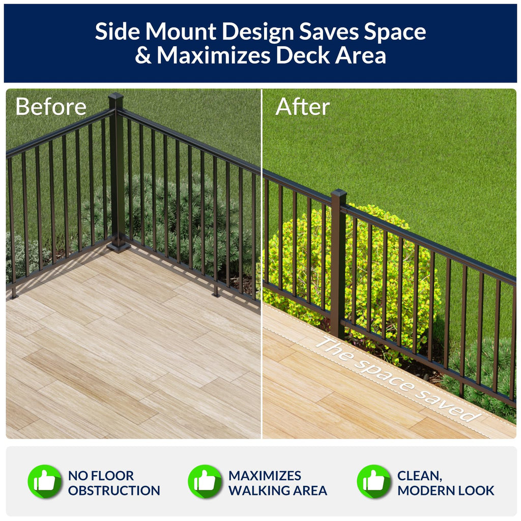 36in H x 6ft W Modular Side Mount Aluminum Deck Railing Kit
