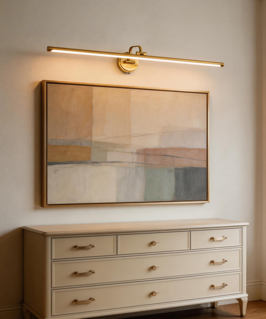 Hardwired Picture Light for Wall,39 Inch Modern Brass Dimmable Frame Light with Adjustable Swing Arm,3CCT LED Art